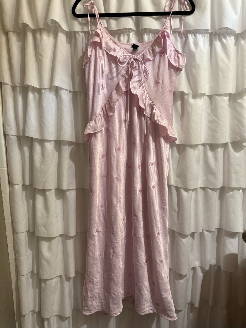 wild fable Light Pink Ruffle Maxi Dress with Butterfly Detail